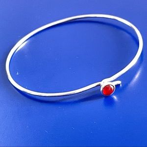 STERLING SILVER WOMEN GARNET BRACELET CUFF BANGLE